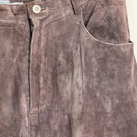 David Brooks Vintage Size 16 Chocolate Brown Lined Suede High Waisted Pants - Picture 3 of 5
